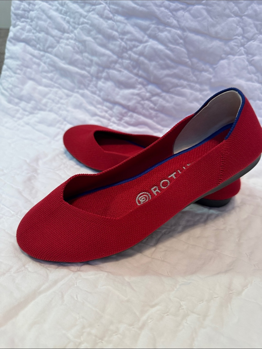 Rothy's Red Pointed-Toe Knit Slip-On Flats - Picture 3 of 6